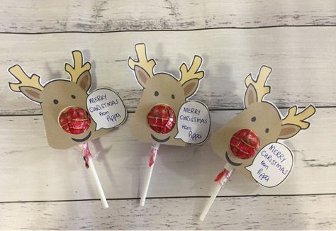 Class Friends, Reindeer Printable, Reindeer Noses, Pin Interest, Rudolph Reindeer, Tootsie Pop, Reindeer Craft, Crafts And Diy, Christmas Card Template