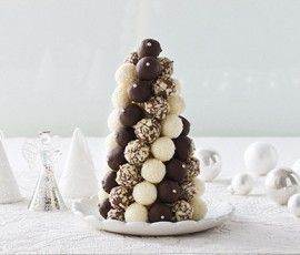 Chocolate Truffle Christmas Tree: Make an impressive addition to your Xmas table with this delicious Truffle Tree – a variety of truffles are sure to please one and all!. www.bakers-corner... Christmas Tree Desserts, Christmas Truffles, Xmas Table, Sweet Trees, Truffle Recipe, Chocolate Truffle, Candy Crafts, Chocolate Dessert Recipes, Christmas Sweets