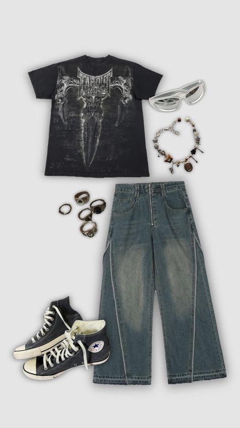 #outfit #fitinspo #fashion #outfitinspo #fit #y2k #grunge #converse #mensfashion #punk #fyp Grunge Converse, Fit Y2k, Y2k Grunge, Converse, Outfit Inspo