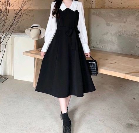 Korea Dress, Sets Outfit, Dress Korea, Anna Dress, Womens Trendy Dresses, Korean Dress, Suspender Dress, Polo Neck, Lookbook Outfits