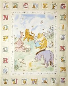 CLASSIC POOH ABC Alphabet Fabric QUILT Panel Nursery! Winnie The Pooh Fabric Panel, Winnie The Pooh Quilt Patterns, Pooh Images, Winnie The Pooh Quilt, Abc Quilt, Winnie The Pooh Fabric, Baby Quilt Panels, Giraffe Quilt, Winnie The Pooh Blanket