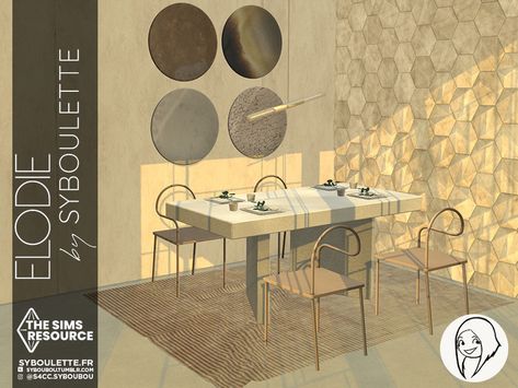 Sims 4 Cc Furniture Kitchen Table, Sims 4 Cc Furniture Dining Room, Sims 4 Dining Table, Sims 4 Table, Sims4 House, Furniture Cc, Sims Inspiration, Concrete Dining Table, Dinner Room