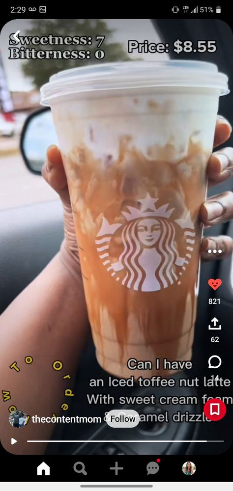 Toffee Nut Starbucks Drinks, Starbucks Iced Coffee Drinks Hazelnut, Toffee Nut Starbucks Iced Coffee, Toffee Nut Starbucks, Starbucks Hazelnut Iced Coffee, Sweet Starbucks Iced Coffee, Iced Carmel Starbucks Drinks To Order, Toffee Nut Latte, Star Bucks