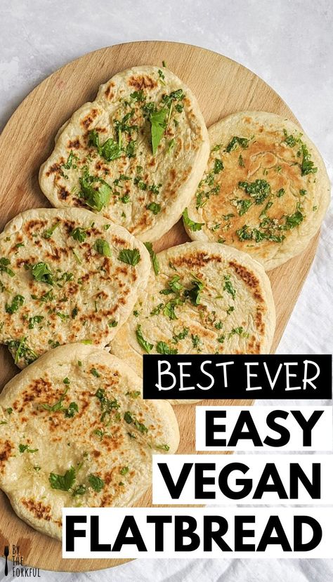 Easy vegan flatbread - such a delicious recipe and really versatile. Vegan Flat Bread Recipes, Gluten Free Vegan Flatbread, Flatbreads Recipes Easy, Vegan Flat Bread, Vegan Flatbread Recipes, Healthy Flatbread Recipes, Garlic Flatbread Recipe, Vegan Transformation, Friendsgiving 2023