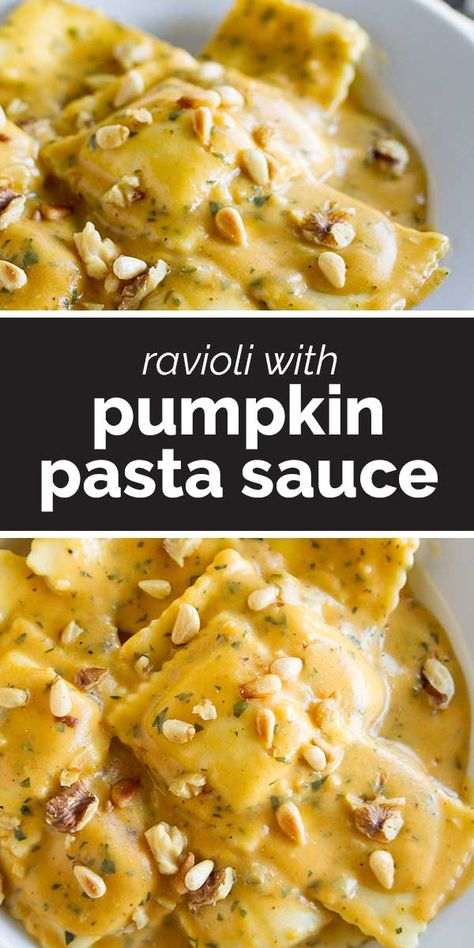 Ravioli With Pumpkin Sauce, Best Sauce For Pumpkin Ravioli, Creamy Pumpkin Ravioli, Pumpkin Ravioli Sauce Easy, Pumpkin And Sage Ravioli, Sauces For Pumpkin Ravioli, Pumpkin Sauce Recipes, Pasta With Pumpkin Sauce, Halloween Ravioli