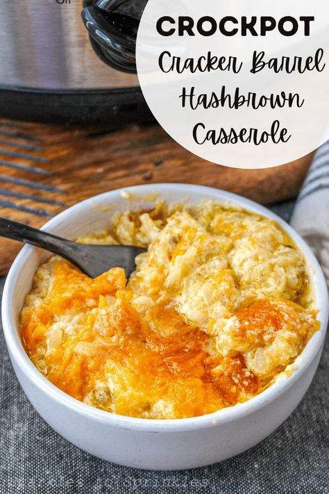 Crockpot Cheesy Hashbrowns, Cracker Barrel Potatoes, Crockpot Hashbrown Casserole, Frozen Hashbrown Recipes, Cheesy Potatoes With Hashbrowns, Cracker Barrel Hashbrown, Crockpot Dump Recipes, Cracker Barrel Hashbrown Casserole, Frozen Hash Browns