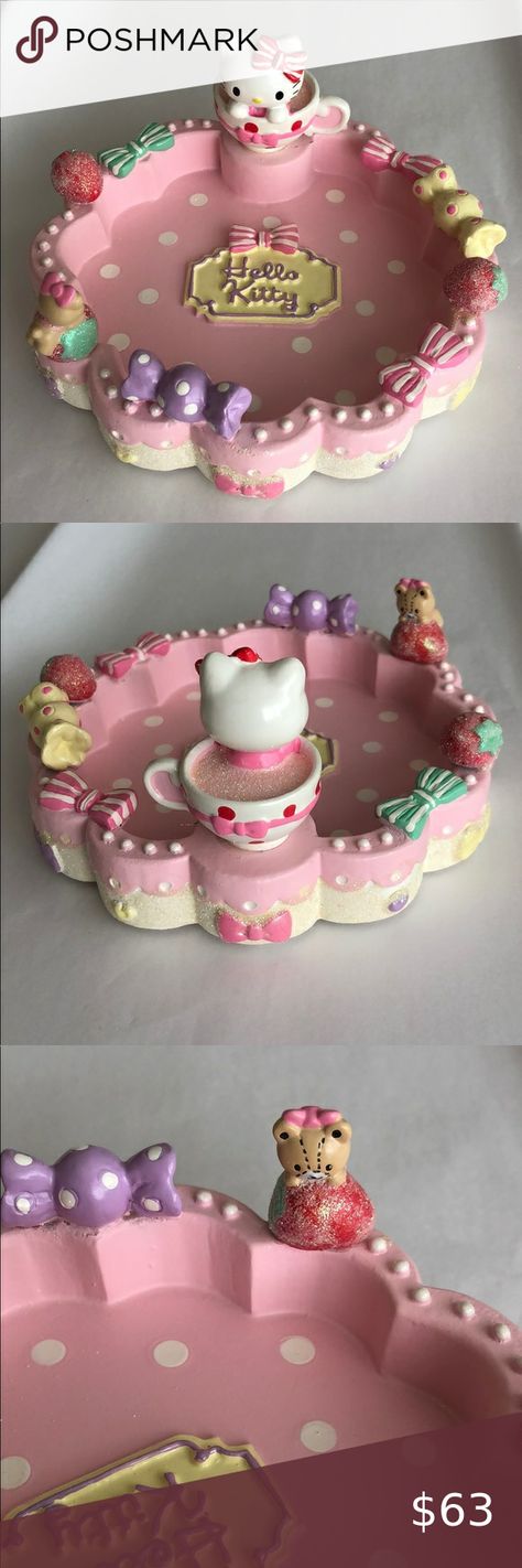 Hello Kitty Trinket Dish Hello Kitty Trinket Dish, Sanrio Ceramic Ideas, Hello Kitty Pottery, Clay Dish, Kitty Items, Ceramic Boxes, Custom Ideas, Hello Kitty Items, Clay Ideas