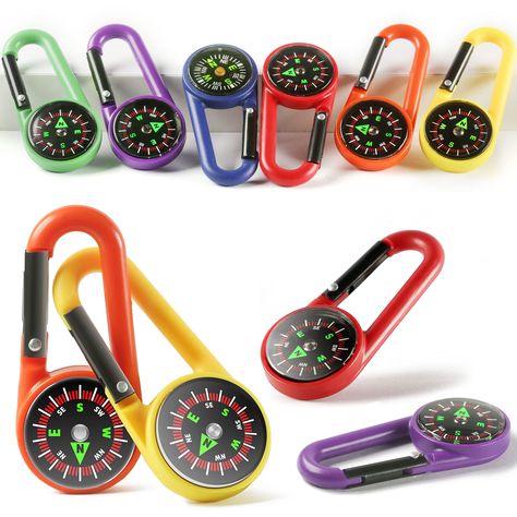 PRICES MAY VARY. 🔺THEY ARE TOYS, NOT ALL THE CAMPASSES POINT NORTH ❗️❗️❗️ PACKAGE INCLUDES: 24 toy carabiners in assorted colors. Size:1.2"x2.8". EDUCATIONAL TOY: The toy compass is a good choice for you to teach your children about directions while having fun. MATERIALS: These carabiners are made of 100% safe and odorless plastics. OCCASIONS: Children can clip these plastic hooks to their school bags or pencil bags. Great for scavenger hunt, scout adventure, pirate games, themed parties, stock Camping Birthday Party Favors, Camping Party Favors, Adventure Birthday Party, Rainbow Unicorn Party, Adventure Party, Camping Theme Party, Pirate Games, Unicorn Party Favors, Pencil Gift