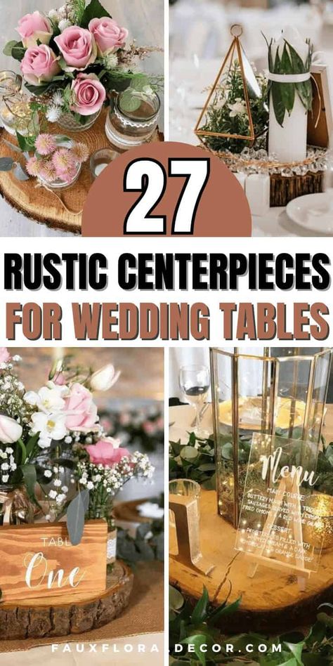 27 Rustic Wedding Table Centerpiece Ideas To Inspire You – decorandjoy Country Chic Centerpieces Wedding, Cheap Centre Pieces, Round Table Centerpieces Wedding Simple, Diy Wedding Table Centerpieces, Rustic Centerpiece Wedding, Rustic Wedding Decor Centerpieces, Round Table Centerpieces Wedding, Wedding Centre Pieces, Wood Centerpieces Wedding