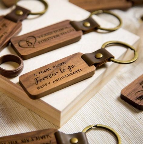 5th Wedding Anniversary Gifts For Him, 5th Anniversary Gift Ideas, Boyfriend Stocking Stuffers, Couple Honeymoon, Wooden Anniversary Gift, 5th Wedding Anniversary Gift, Anniversary Keychain, Burlap Gift Bags, Wood Anniversary Gift