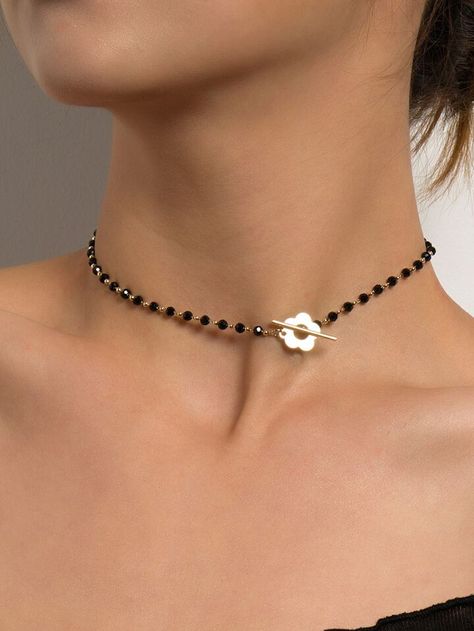 Alexis Bittar Earrings, Flower Choker, Womens Chokers, Crystal Bead Necklace, Wear Necklaces, Gold Collar, Neck Jewellery, Stone Pendant Necklace, Glass Bead Necklace