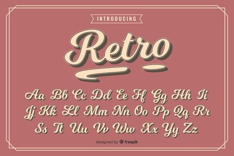 Vintage Fonts Alphabet, Cursive Fonts Alphabet, Old School Fonts, Hand Lettering Alphabet Fonts, Decorative Alphabet, Vintage Template, Alphabet Templates, Groovy Font, Vintage Font