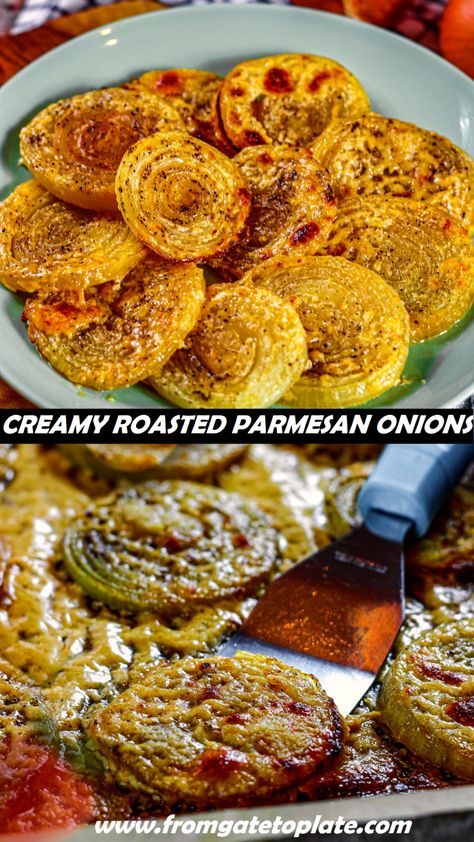 Parmesan Onions, Onion Dishes, Red Onion Recipes, Creamy Parmesan Sauce, Creamed Onions, Roasted Onions, Healthier Food, Parmesan Crusted, Chopping Block