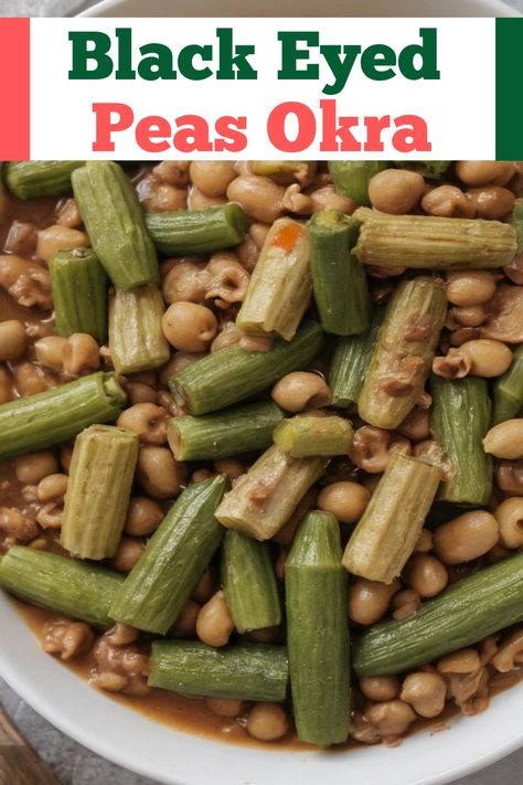 Black Eyed Peas Okra Recipe

Ingredients

- 1 cup black-eyed peas, dried
- 2 cups okra, sliced
- 1 medium onion, chopped
- 2 cloves garlic, minced
- 1 can (14.5 ounces) diced tomatoes
- 4 cups vegetable broth
- 1 teaspoon cumin
- 1 teaspoon paprika
- 1/2 teaspoon cayenne pepper
- Salt and pepper to taste
- 2 tablespoons olive oil

Full Cooking Instructions on... Cooking Fresh Okra, Okra And Black Eyed Peas, Black Eyed Peas With Okra Recipe, Whole Okra Recipes, Butter Beans And Okra Recipe, Fresh Okra Recipes, Okra Recipes Healthy, Southern Black Eyed Peas, How To Cook Okra