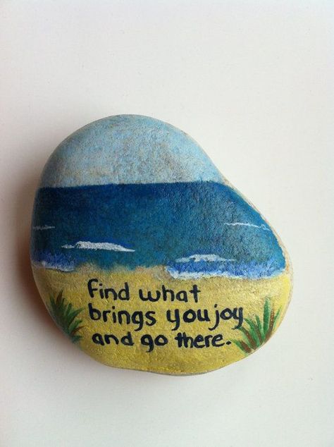 "Find what brings you joy and go there." Diy Mat, Art Pierre, Rock And Pebbles, Rock Painting Ideas Easy, Galaxy Painting, Painting Rocks, Rock Ideas, Kindness Rocks, Paint Rock