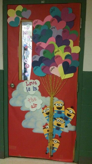 Valentines classroom door decorations Friendship Door Decorations Classroom, Door Decoration For Valentines Day Preschool, Valentine’s Day Door Decoration, Kids Door Valentines Day, Hearts For Kids Door, Valentines Toddler Activities, Minion Door Decorations, Plexiglass Ideas, Valentine Heart Door For Kids