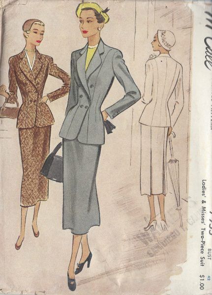 1956 Vintage Sewing Pattern B36 COAT & BATHING SUIT (1046) - The Vintage Pattern Shop Suit Sewing Patterns, 1950s Sewing Patterns, Vintage Vogue Sewing Patterns, Sew In Weave, Scale Pattern, 1950 Vintage, Vogue Sewing, Vogue Sewing Patterns, Womens Sewing Patterns