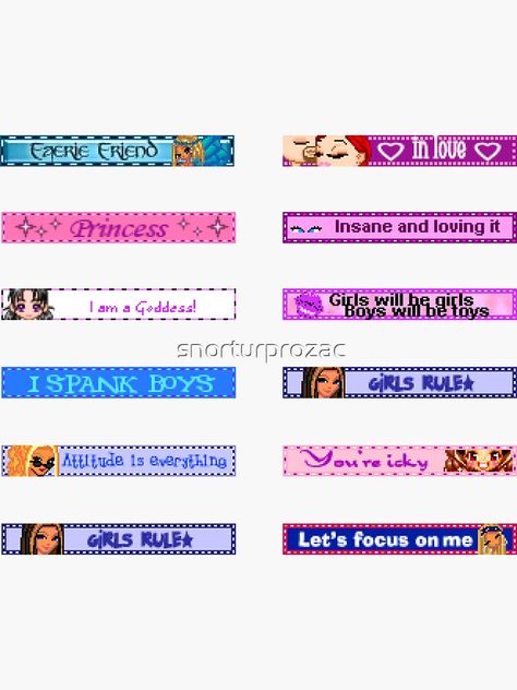 "Blinkie Dollz" Sticker by snorturprozac | Redbubble Blinkies For Spacehey, Spacehey Blinkies, Scene Usernames, Blinkies Gifs, Scene Names, 2000s Internet, 2000s Webcore, Scene Stickers, User Boxes