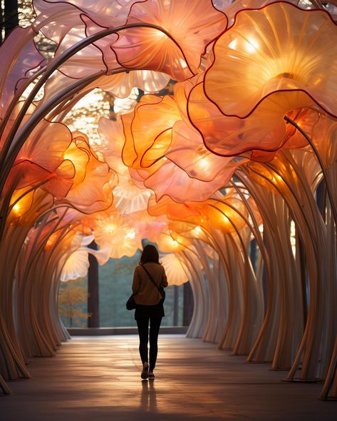 Translucent polychromatic forests. AI-rendered from Midjourney’s latent space. #midjourneyarchitecture #ArchDaily #diffusion_architecture… | Instagram Flowers In Architecture, Glowing Nature, Forest Installation, Flower Architecture, Floral Architecture, Installation Architecture, Winter Light Festival, Architecture Instagram, Flower Props