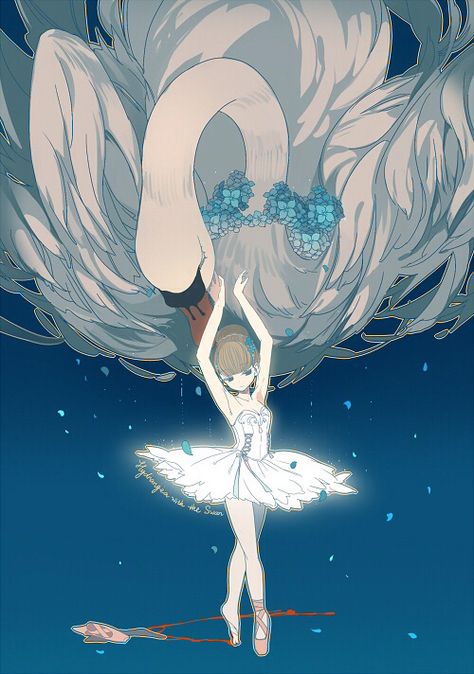 Swan princess Ballerina Anime Art, Swan Lake Illustration, Swan Lake Art, Ballerina Anime, Anime Ballet, Anime Ballerina, Night Dancer, Ballerina Outfit, Ballerina Art