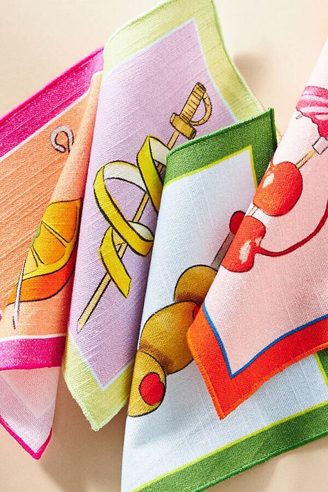 Saluti Cocktail Napkins, Set of 4 Napkin Illustration, Cocktail Garnishes, Cocktail Garnish, Cotton Napkins, Cloth Napkins, Cocktail Napkins, Gifts Holiday, Napkins Set, Sale House