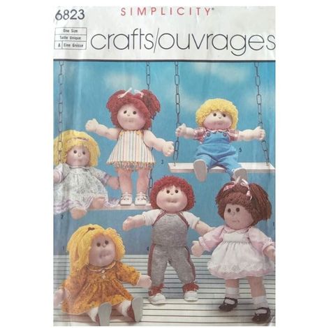 "Simplicity 6823 Cabbage Patch Outfits Sewing Pattern PDF Wardrobe for 16\"and 18\"soft sculptured dolls such as Flower Kids and Cabbage Patch Kids. Makes a dress, nightgown, top pants and shirt." Cabbage Patch Kids Clothes, Butterick Patterns Vintage, Overalls Vintage, Soft Sculpture Dolls, Cabbage Patch Kids Dolls, Crafts Sewing Patterns, Cabbage Patch Dolls, Cabbage Patch Kids, Clothes Sewing Patterns