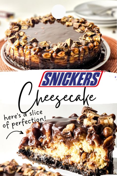 Indulge in the ultimate dessert experience with our Snickers Cheesecake recipe! This decadent treat combines the classic flavors of Snickers candy bars with a creamy, rich cheesecake filling. With its layers of chocolate, caramel, peanuts, and a graham cracker crust, this cheesecake is sure to satisfy your sweet tooth and impress your friends and family. Perfect for special occasions or everyday indulgence, our Snickers Cheesecake recipe is easy to make and will become a favorite in no time! Candy Bar Cheesecake Recipes, Snicker Cheesecake Recipe, No Bake Twix Cheesecake Recipes, Twix Cheesecake Recipe, No Bake Snickers Cheesecake, Snickers Cheesecake Recipe, Cheesecake Recipes Easy No Bake, Heavenly Dessert Recipe, Delight Recipes