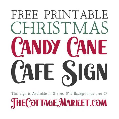 Elevate your holiday decor with our Free Printable Candy Cane Cafe Sign from TheCottageMarket.com. Festive and charming! Printable Candy Cane, Candy Cane Printable, Free Candy Cane Printables, Meaning Of Candy Cane Free Printable, Legend Of Candy Cane Free Printable, Candy Cane Cafe Sign, Free Printable Monogram, Vintage Candy Cane Images, Laundry Art