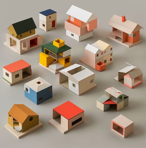 Midjourney Feed Styles Of Houses, Architecture Minimalist, Conceptual Model Architecture, Modernist Architecture, Arch Model, Architectural Models, Toy House, Fractal Design, Abstract Geometric Art