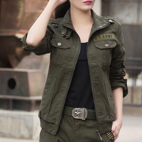 Army Jacket Women, Fashion Terminology, Army Look, Army Clothes, Leotard Fashion, Uniform Jacket, Hiking Training, Military Looks, Army Style