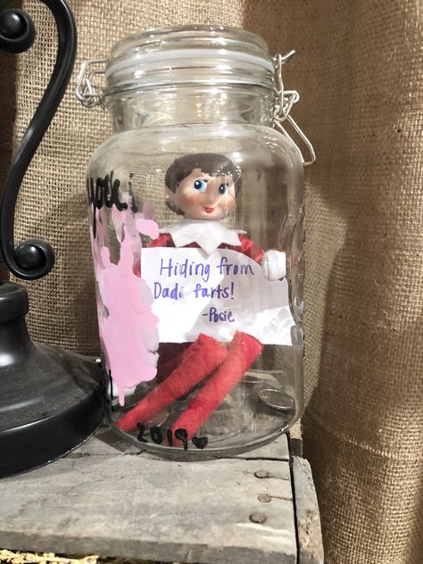 Elf Farting In A Jar, Elf On Shelf, Awesome Elf On The Shelf Ideas, Elf Ideas, Kids Ideas, In A Jar, Shelf Ideas, On The Shelf, Christmas Elf