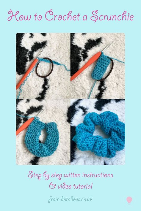 Joululahjat Diy, Crochet Scrunchie, Easy Knitting Projects, Confection Au Crochet, Crochet Hair Accessories, Crochet Diy, Free Youtube, 자수 디자인, Crochet Free