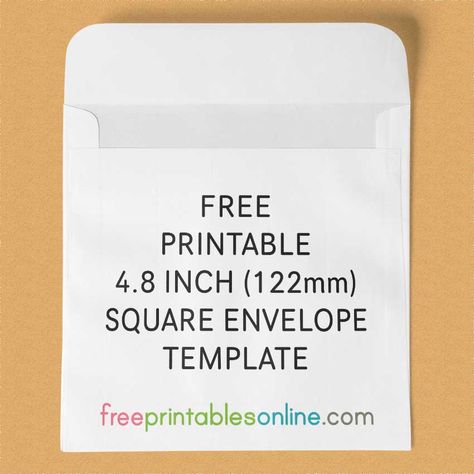 4.8 inch (122 millilimeter) square envelope template. Square Envelope Template, Free Goal Printables, Preschool Director, Envelope Template Printable, Valentine Template, Free Printable Stationery, Square Envelopes, How To Make An Envelope, Printable Envelope