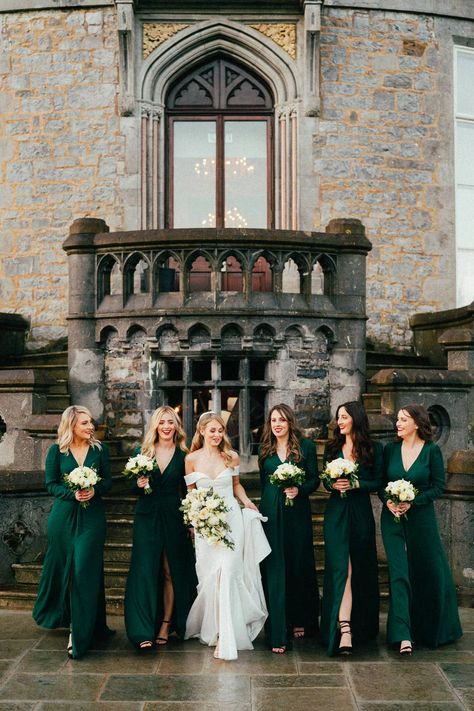 Ireland Wedding Bridesmaids, Winter Wedding Ireland, Luxury Winter Wedding, Castle Wedding Ireland, Markree Castle, Ireland Castle, Hunter Green Wedding, Ireland Photos, Wedding Ireland