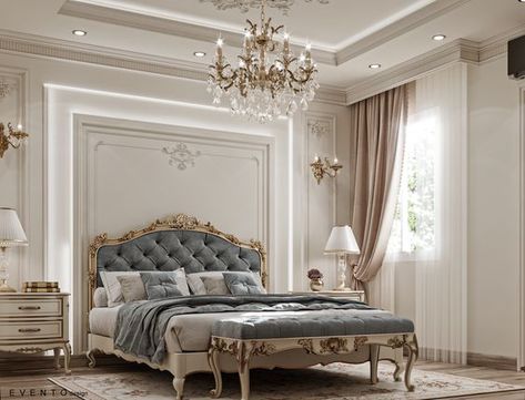 Royal Master Bedrooms Decor, Neo Classic Interior Design Luxury Bedroom, Neo Classic Bedroom Design Luxury, Master Bedrooms Decor Classic, Modern Classic Bedroom Design Luxury, Roman Room Aesthetic, Classic Master Bedrooms Decor, Royal Bedroom Ideas, Mother Bedroom