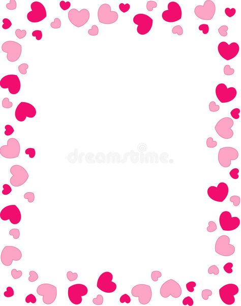 Heart Border Design, Valentines Day Border, Valentines Day Designs, Pink Designs, Scrapbook Frames, Heart Border, 8 Martie, Pastel Red