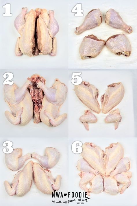 How to cut up a whole chicken into pieces. #foodtips #chicken #howto Cooking Whole Chicken, Raw Chicken, Stuffed Whole Chicken, Frozen Chicken, Cooking Basics, Chicken Legs, Whole Chicken, Meat Cuts, Food Facts