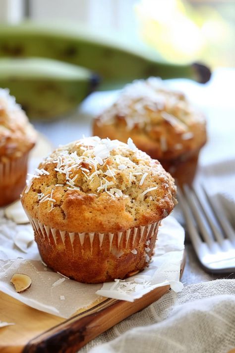 Banana Coconut Muffins, Coconut Muffins, Banana Coconut, Ripe Bananas, Gluten Free Muffins, Dairy Free Dessert, Breakfast Muffins, Breakfast Cookies, Recipe Roundup