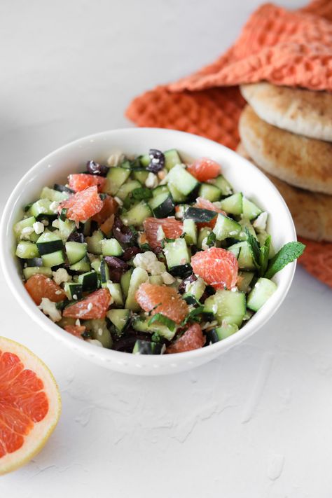 Grapefruit, Cucumber, Feta & Mint Salad Africa Recipes, Grapefruit Recipes, Grapefruit Salad, Africa Food, Mint Salad, Summer Salads, Cobb Salad, Grapefruit, Salad Recipes