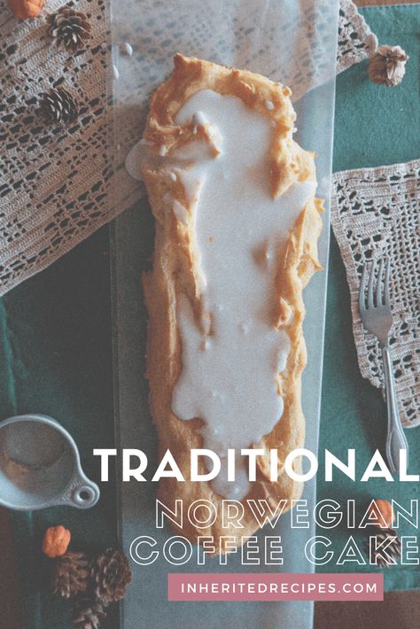 Norwegian Coffee Cake | Traditional Oslo Kringle - Inherited Recipes Worlds Best Cake Norwegian, Scandinavian Bread Recipes, Norwegian Christmas Desserts, Copenhagen Recipes, Norwegian Pudding, Norwegian Food Recipes, Nordicware Recipes, Norwegian Desserts, Jake Christmas