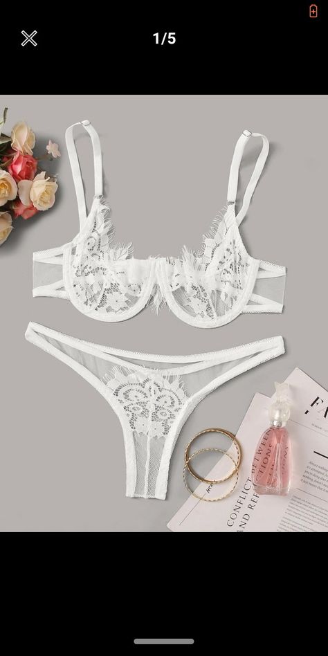 Lace Underwire, Cute Lingerie, Lace Lingerie Set, White Lingerie, Pretty Lingerie, Bra And Panty Sets, Bra Set, Lace Bra, Lingerie Set