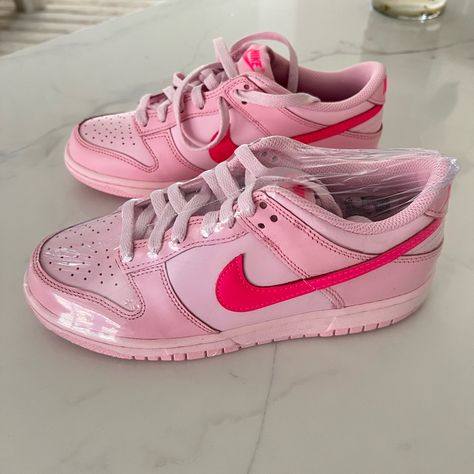 Dunk Low Triple Pink Bought These In Vegas At The Select Store And When I Came Home Realized They Don’t Fit My Daughter. I Don’t Live Near A Store So I Can’t Return. My Loss Is Your Gain. Size 5.5y/Women’s 7 Still Has Plastic On One Shoe. Bag And Box Included. Retail $255 Pink Nike Shoes, Pretty Shoes Sneakers, Pink Nike, Pink Nikes, Shoes Brand, Pretty Shoes, Sneaker Collection, Kids Nike, Dunk Low