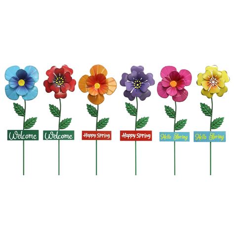 Decorative Garden Stakes, Outdoor Garden Decor, Sunflower Decor, Outdoor Lawn, Garden Decorations, Art Garden, Happy Spring, Garden Stakes, Hello Spring