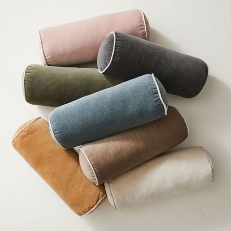 Throw Pillows Modern, West Elm Pillows, Yoga Products, Headboard Ideas, Bolster Covers, West Elm Kids, Chenille Throw, Senior Project, Bolster Cushions