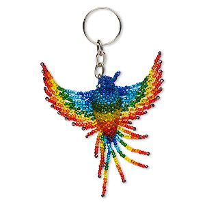 Show off your favorite animal with this 3D glass and steel hummingbird-shaped keychain. Overall length is 3-1/4 inches. Sold individually. Colors can include blue, green, yellow and more. Beaded People, Cool Belt Buckles, Beaded Dragonfly, Seed Bead Crafts, Indian Headdress, Multicolor Jewelry, Beaded Jewels, Navajo Jewelry, Safety Pins