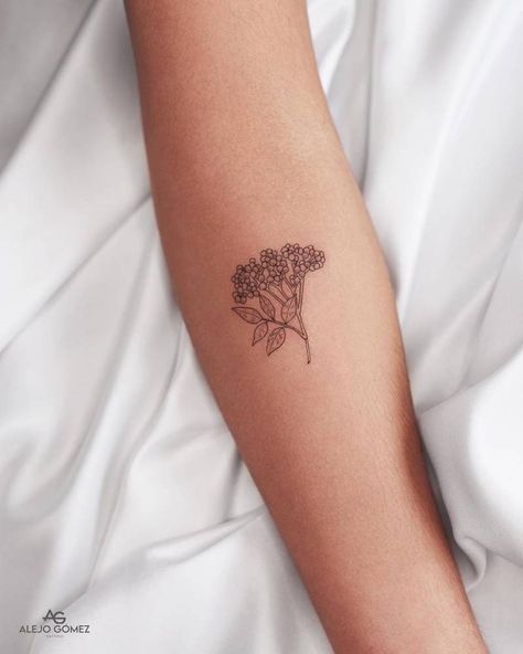 Elderflower Tattoo, Behind Elbow Tattoo Women, Elbow Tattoos, Blossom Tattoo, Nature Flowers, Little Tattoos, Pretty Stuff, Tattoo Inspo, Fine Line