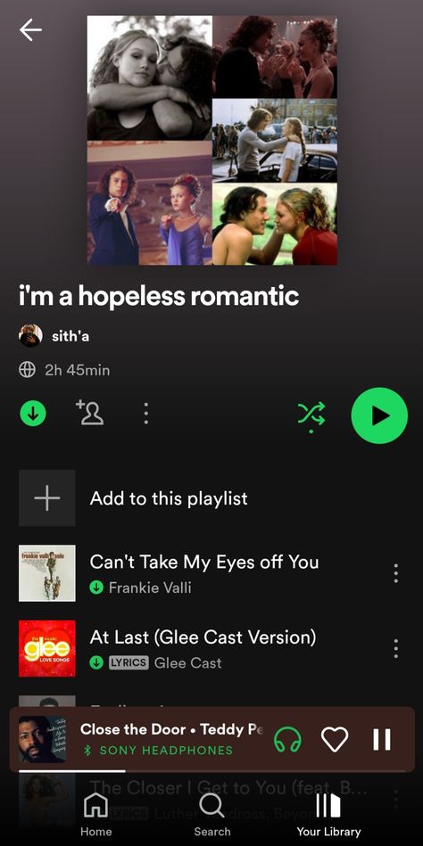 a playlist of songs put together to listen to when lovesick Frankie Valli, Therapy Playlist, Music Recommendations, Love Songs Lyrics, Glee Cast, Spotify Playlist, Glee, Hopeless Romantic, Soundtrack