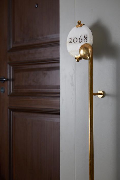 Hotel room signage design for Rosewood Yangon with Lillian Wu Studio interior design #sign #signage Directional Signage Design, Room Signage Design, Hotel Room Signage, Hotel Signage Design, Floor Signage, Indoor Signage, Environmental Graphics Signage, Hotel Signage, Room Signage