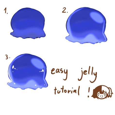 Jellyfish jelly tutorial art turorial simple Jelly Digital Art, How To Color Slime Digital, Jelly Hair Drawing, Jelly Drawing Tutorial, Jelly Art Reference, How To Do Jelly Art Style, Water Art Tutorial, Jelly Character Design, How To Draw Jelly