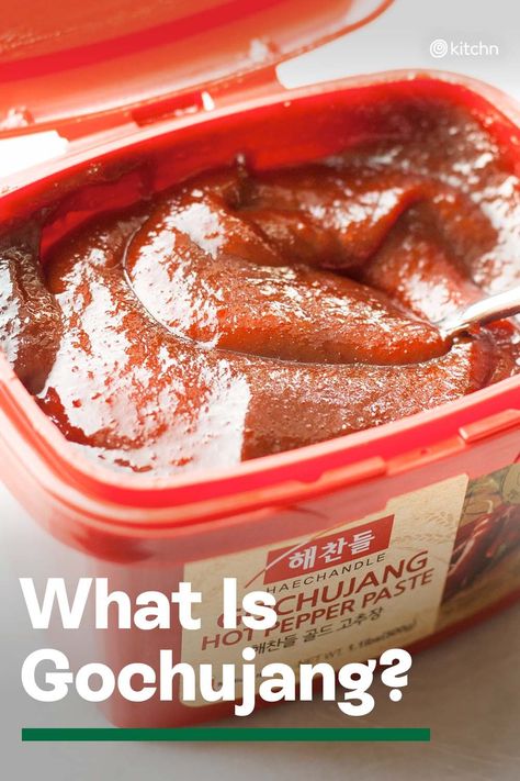 Have you ever seen those plastic tubs of hot pepper paste in Korean or Asian markets and wondered what it was? It’s gochujang, which is one of the backbone ingredients of Korean cooking. It’s a thick, sticky condiment that’s spicy and very concentrated and pungent in flavor. It’s used in marinades in meat dishes or used to punch up soups and stews. We love the kick and depth of flavor that it adds to everything we stir it into. #gochujang #gochujangrecipes #koreancuisine #koreandishes Korean Gochujang Recipes, Gochujang Sauce Recipe, Red Chili Paste, Pepper Paste, Chili Pepper Recipes, Gochujang Sauce, Dinner Today, Spicy Soup, Korean Cooking